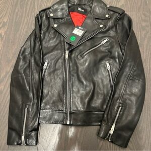 The Kooples Leather Biker Zipped Men women Carryover Cow Size S Black MSRP 995